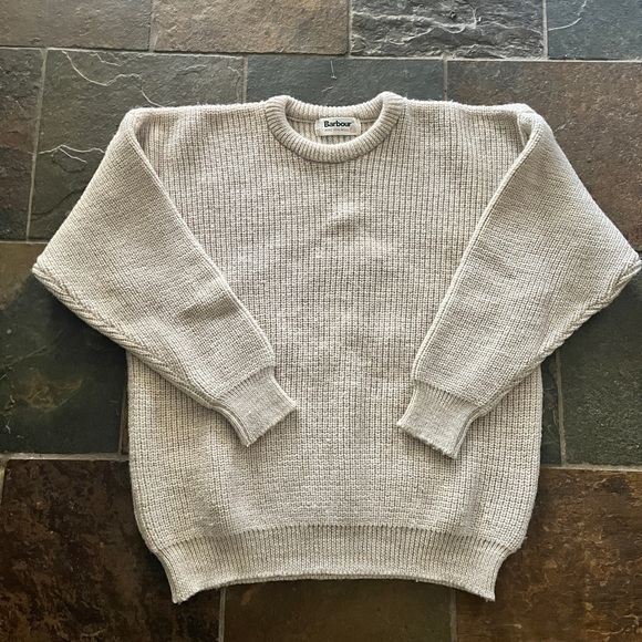 Barbour Men's Beige Crewneck Sweater